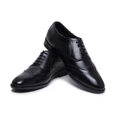 Hayes London | Monarch Wingtip Brogues – Black Perforated Genuine Leather Men’s Shoes